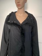 D1196 Winterjas: maat 44=L/XL jas zwart met bont, Zwart, Ophalen of Verzenden, Zo goed als nieuw, Etage