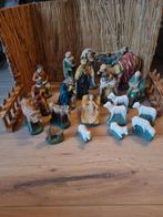 Vintage kerststal met 20 gipsen  figuren, Verzamelen, Ophalen of Verzenden, Gebruikt, Religie