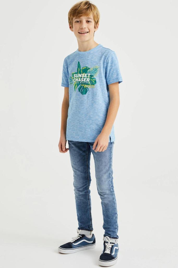 Mooie blauwe WE Blue Ridge skinny fit jog jeans mt 176., Kinderen en Baby's, Kinderkleding | Maat 176, Zo goed als nieuw, Jongen