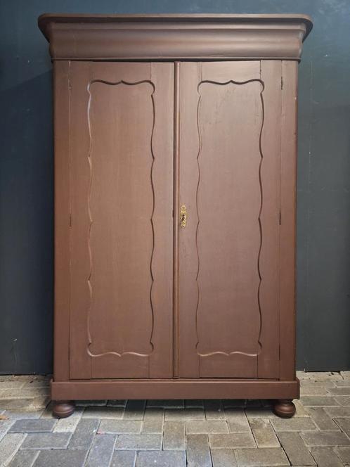 Bruine biedermeier linnenkast kledingkast meidenkast, Antiek en Kunst, Antiek | Meubels | Kasten, Ophalen of Verzenden