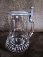 Glazen Bierpul met Tinnen Deksel, Verzamelen, Glas en Borrelglaasjes, Ophalen of Verzenden, Zo goed als nieuw, Bierglas
