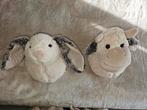 2 kleine pluche decoratie hoofdjes van een konijn en koe, Ophalen of Verzenden, Zo goed als nieuw, Kraamcadeau