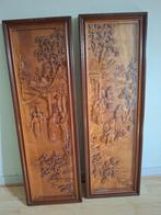 Houten Chinese schilderijen met reliëf, Antiek en Kunst, Kunst | Beelden en Houtsnijwerken, Ophalen