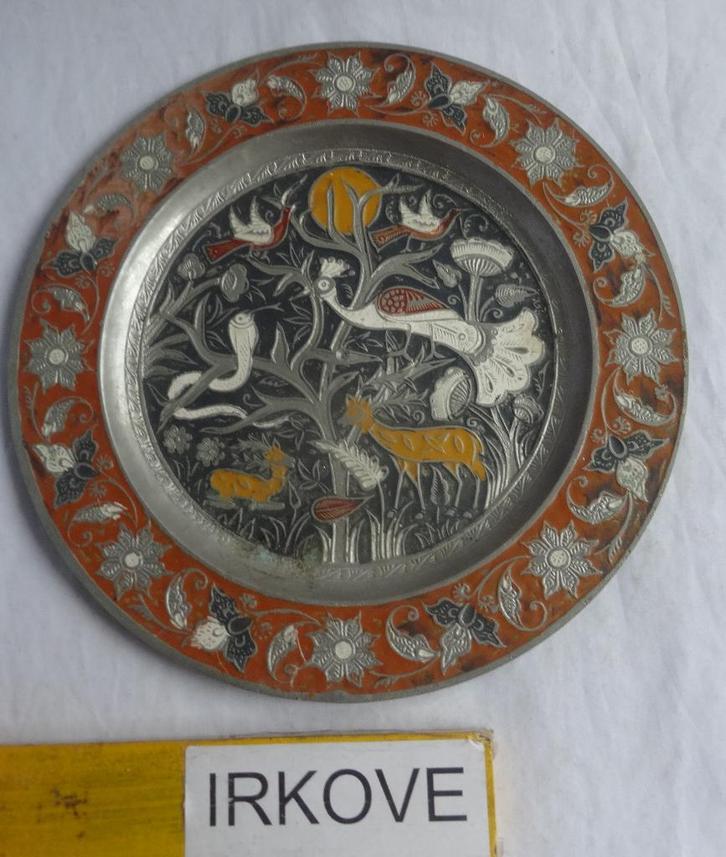 GEËMAILLEERD BORD * Met Dieren Figuren *, Antiek en Kunst, Antiek | Wandborden en Tegels, Verzenden