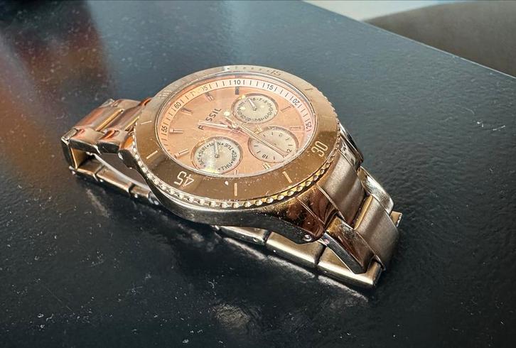 Fossil Dameshorloge ES2859 Rosé Goud, Sieraden, Tassen en Uiterlijk, Horloges | Dames, Gebruikt, Polshorloge, Fossil, Staal, Staal