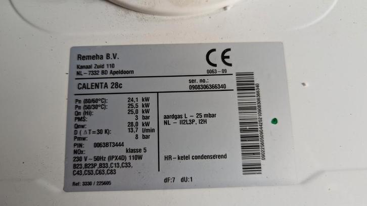 Remeha cv ketel, Doe-het-zelf en Verbouw, Verwarming en Radiatoren, Gebruikt, Cv-ketel of Combi-ketel, 800 watt of meer, 30 tot 80 cm