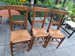 Vintage Houten Stoelen met Stro Zitting - Set van 3, Ophalen