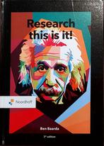 Research, this is it! By Ben Baarda, Gelezen, Noordhoff Uitgevers, Beta, HBO