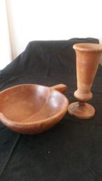 retro teak schaal en vaas, Ophalen, Gebruikt, Rond, Hout
