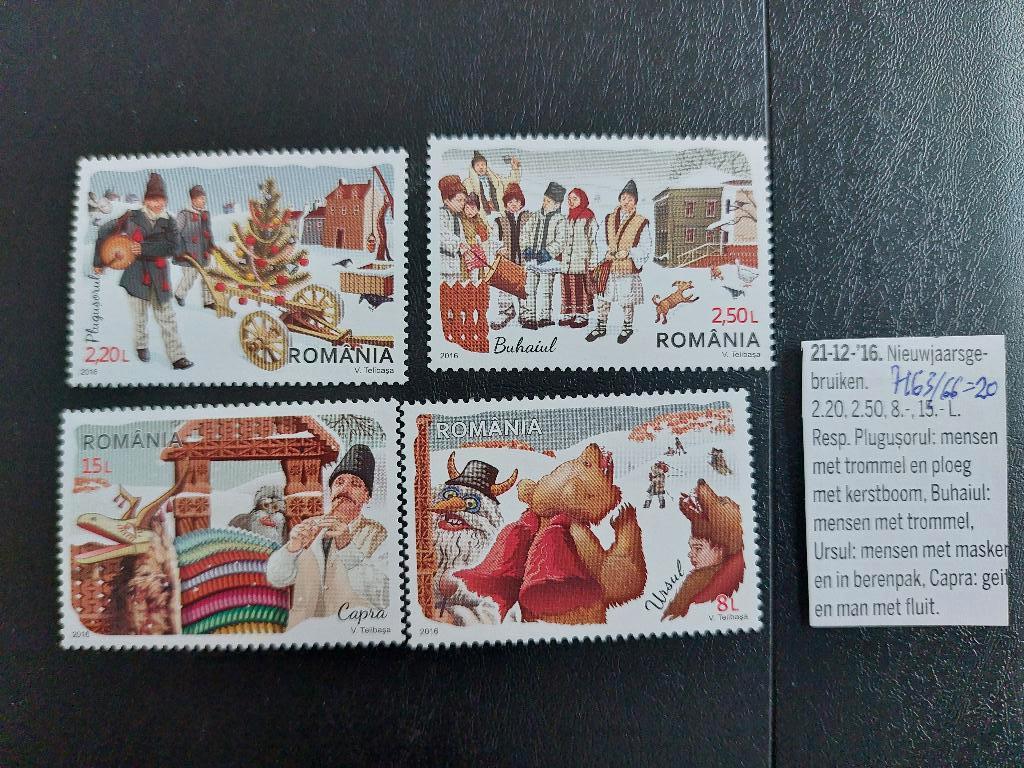 kerst nieuwjaar gewoontes   2016  Roemenie, Verzenden, Postfris, Overige thema's