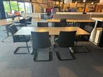 Vergadertafel 220x100cm volkern grijs blad en alu T-poten, Metaal, Gebruikt, 100 tot 150 cm, 200 cm of meer