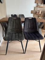 4 eetkamerstoelen antraciet/groen Haco, Ophalen, Zo goed als nieuw, Overige kleuren, Vier