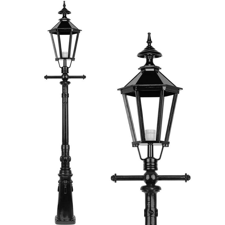 Lantaarnpaal oprit Ruigahuizen - 245 cm, Tuin en Terras, Buitenverlichting, Nieuw, Staande lamp, Aluminium, Led, Licht-donker-sensor