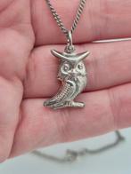 Vintage Zilveren Uil Ketting, Met hanger, Gebruikt, Verzenden, Zilver