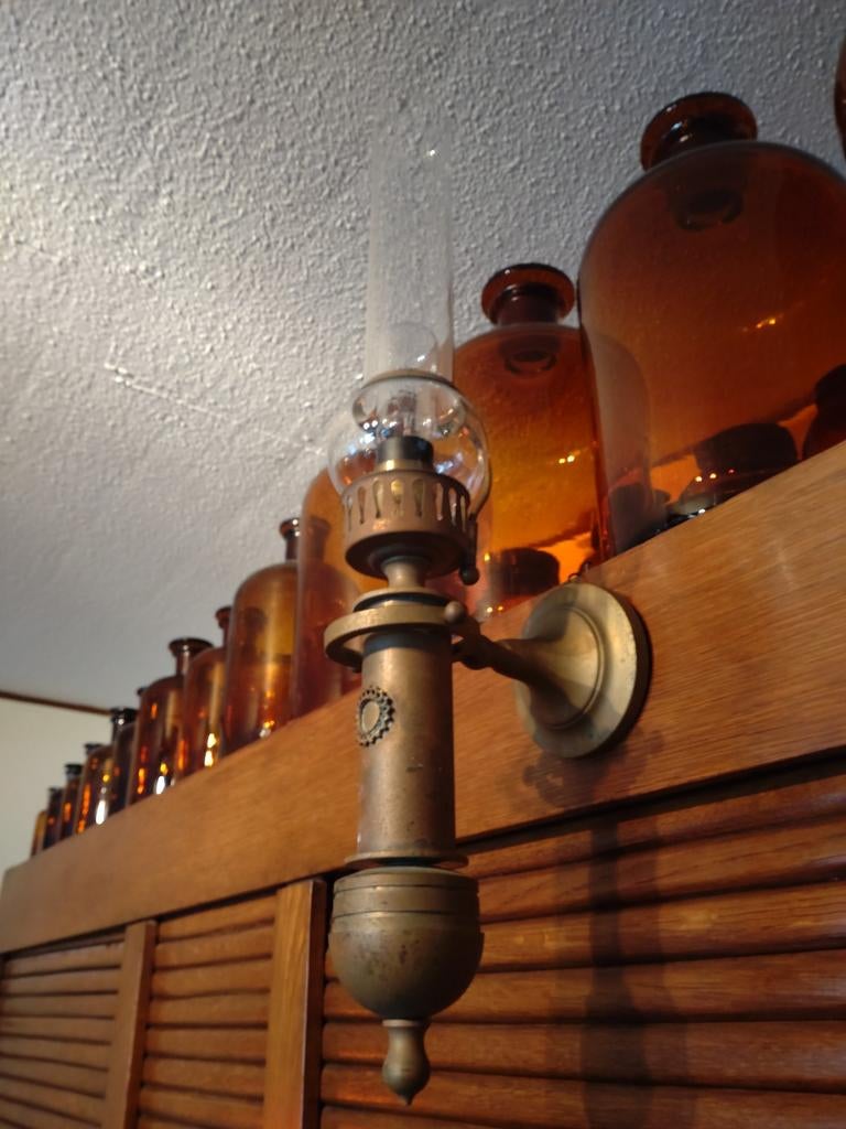 vintage scheepslamp kajuitlamp  massief koper 220V/24V, Antiek en Kunst, Ophalen of Verzenden