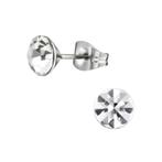 Oorstekers Chirurgisch Staal met kristallen 6 mm, Verzenden, Nieuw, Zilver, Overige materialen