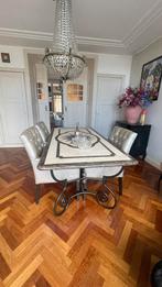 Tafel van Natuursteen (ingelegd )met bronzen onderstel, Huis en Inrichting, Tafels | Eettafels, 200 cm of meer, Ophalen of Verzenden