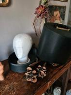 Brocante pruikenhoofd met opbergdoos., Antiek en Kunst, Curiosa en Brocante, Ophalen of Verzenden