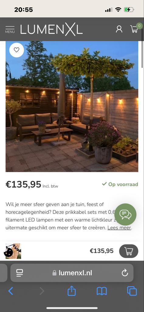 Prikkabel LED 20m - 30 Fittingen, Tuin en Terras, Buitenverlichting, Zo goed als nieuw, Led-strip, Kunststof, Minder dan 50 watt