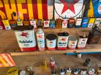 Collectie oude olie blikken Mobiloil, Verzamelen, Ophalen, Gebruikt, Overige, Overige merken