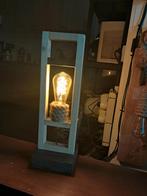 Houten tafellamp met gloeilamp, Gebruikt, Ophalen of Verzenden, Minder dan 100 cm, Industrieel