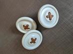 Hk living knopen haakjes kapstok wit bruin leer, Huis en Inrichting, Woonaccessoires | Kapstokken, Wandkapstok, Gebruikt, Ophalen of Verzenden