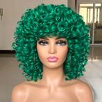 Groene Korte Afro Pruik Haar Dames Vrouwen Krullen Groen, Verzenden, Nieuw, Pruik of Haarverlenging