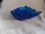 Blauwe Glazen Schaal Bloem/Blad Design, Ophalen of Verzenden