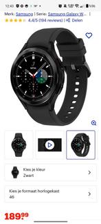 zgan Samsung Galaxy Watch 4 Classic 46mm met extra bandjes, Ophalen of Verzenden, Zo goed als nieuw, Zwart, Android