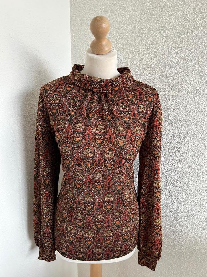 King Louie maat XL retro glitter top trui 2452, Kleding | Dames, Tops, Zo goed als nieuw, Maat 46/48 (XL) of groter, Bruin, Lange mouw