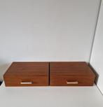 Set 2 zwevende nachtkastjes vintage nachtkastjes teakfineer, Ophalen of Verzenden