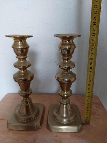 Antieke Koperen Kandelaars - Set van 2 beschikbaar voor biedingen
