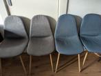 Eetkamerstoelen 2x grijs en 2x blauw, Huis en Inrichting, Stoelen, Ophalen, Blauw, Stof