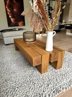 Unieke verstelbare massief eiken houten salontafel van Qliv, Huis en Inrichting, Tafels | Salontafels, 50 tot 100 cm, Minder dan 50 cm