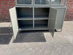 VITRINEKAST OLIJFGROEN 6 DEURS 142 CMMETAAL  EXTRA ACTIE, Huis en Inrichting, Kasten | Vitrinekasten, 200 cm of meer, Nieuw, Glas