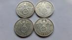 WO2 4x 2 Reichsmark zilver nazi duitsland, Setje, Zilver, Duitsland, Ophalen of Verzenden