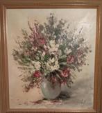 Groot olieverf schilderij op doek bloemen-stilleven, Antiek en Kunst, Ophalen