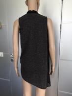 B852 Superstar:zwart/grijs linnen blouse tuniek top Mt XS=34, Kleding | Dames, Blouses en Tunieken, Zwart, Ophalen of Verzenden