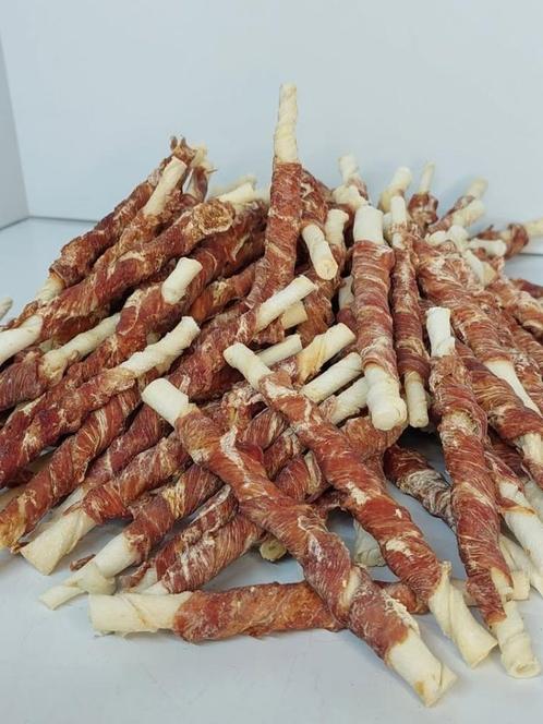 Partij 500x runderhuid kauwstaafjes met eend rawhide duck, Dieren en Toebehoren, Dierenvoeding, Hond, Ophalen of Verzenden