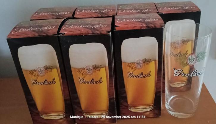 Grolsch Jonker-glazen - 8 stuks in originele doos, Verzamelen, Biermerken, Zo goed als nieuw, Glas of Glazen, Grolsch, Ophalen of Verzenden