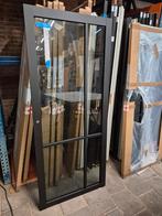 83x201cm binnendeur opdek R staallook zwart rookglas SL2, Ophalen, 80 tot 100 cm, ., Glas