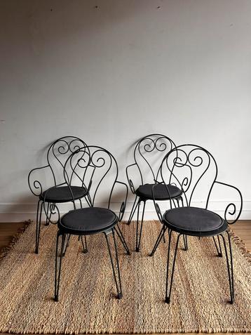4 Franse tuinstoelen terras Brocante vintage beschikbaar voor biedingen