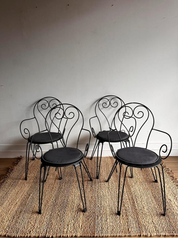4 Franse tuinstoelen terras Brocante vintage, Tuin en Terras, Tuinstoelen, Ophalen