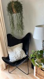 Zwarte leren vlinderstoel, Huis en Inrichting, Stoelen, Ophalen, Gebruikt, Zwart, Leer