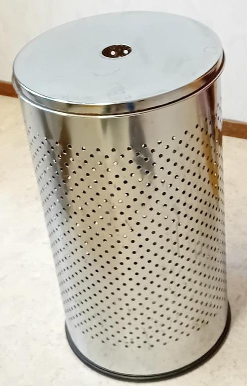 Te Koop: RVS wasmand, ZGAN.   Diameter: 30 cm. Hoogte: 54 cm, Huis en Inrichting, Badkamer | Badtextiel en Accessoires, Zo goed als nieuw