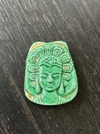 Vintage brooch broche pin Boeddha buddha groen porselein, Ophalen of Verzenden, Zo goed als nieuw