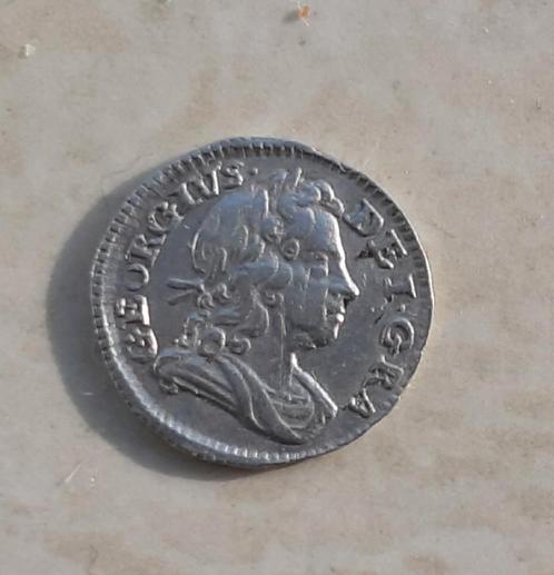Zilveren Britse penny 1718, Postzegels en Munten, Munten | Europa | Niet-Euromunten, Overige landen, Zilver, Ophalen of Verzenden