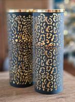 Set van 2 Mars&More Windlichten Luipaard Goud - Nieuw, Ophalen, Overige materialen, 25 tot 50 cm, Kandelaar