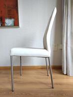 4 witte eetkamerstoelen, Huis en Inrichting, Stoelen, Ophalen, Gebruikt, Wit, Leer