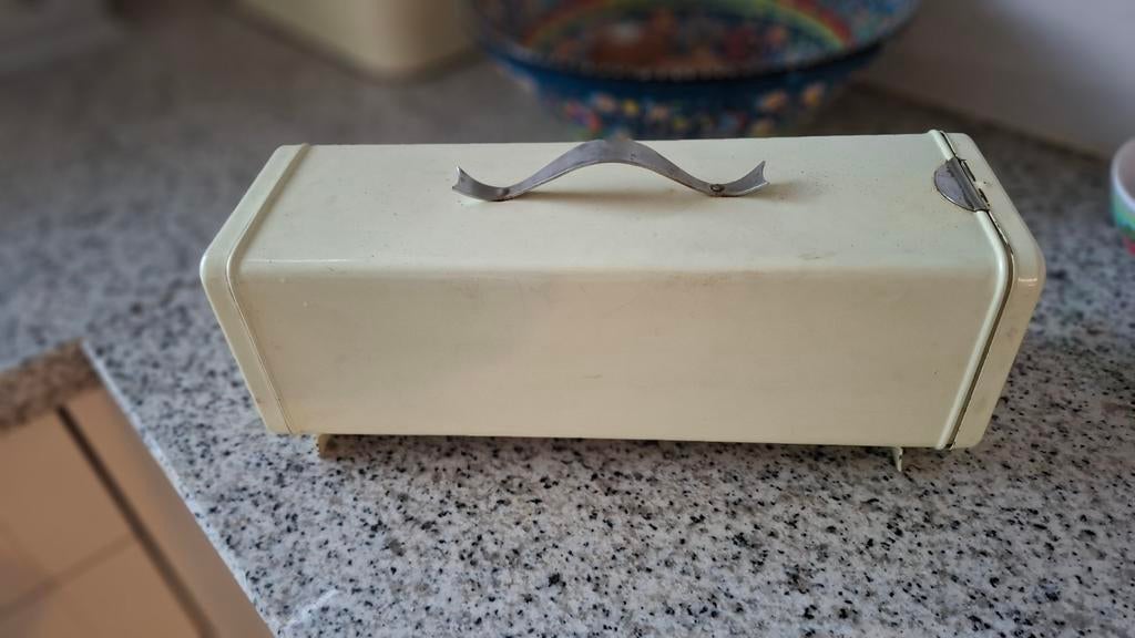 Brocante vintage retro ontbijtkoektrommel blik Brabantia, Ophalen of Verzenden